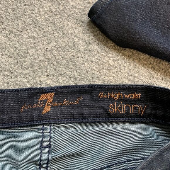 7 For All Mankind Jeans Womens 28 Blue Denim High Waist Skinny Ankle Whiskered - Picture 5 of 11